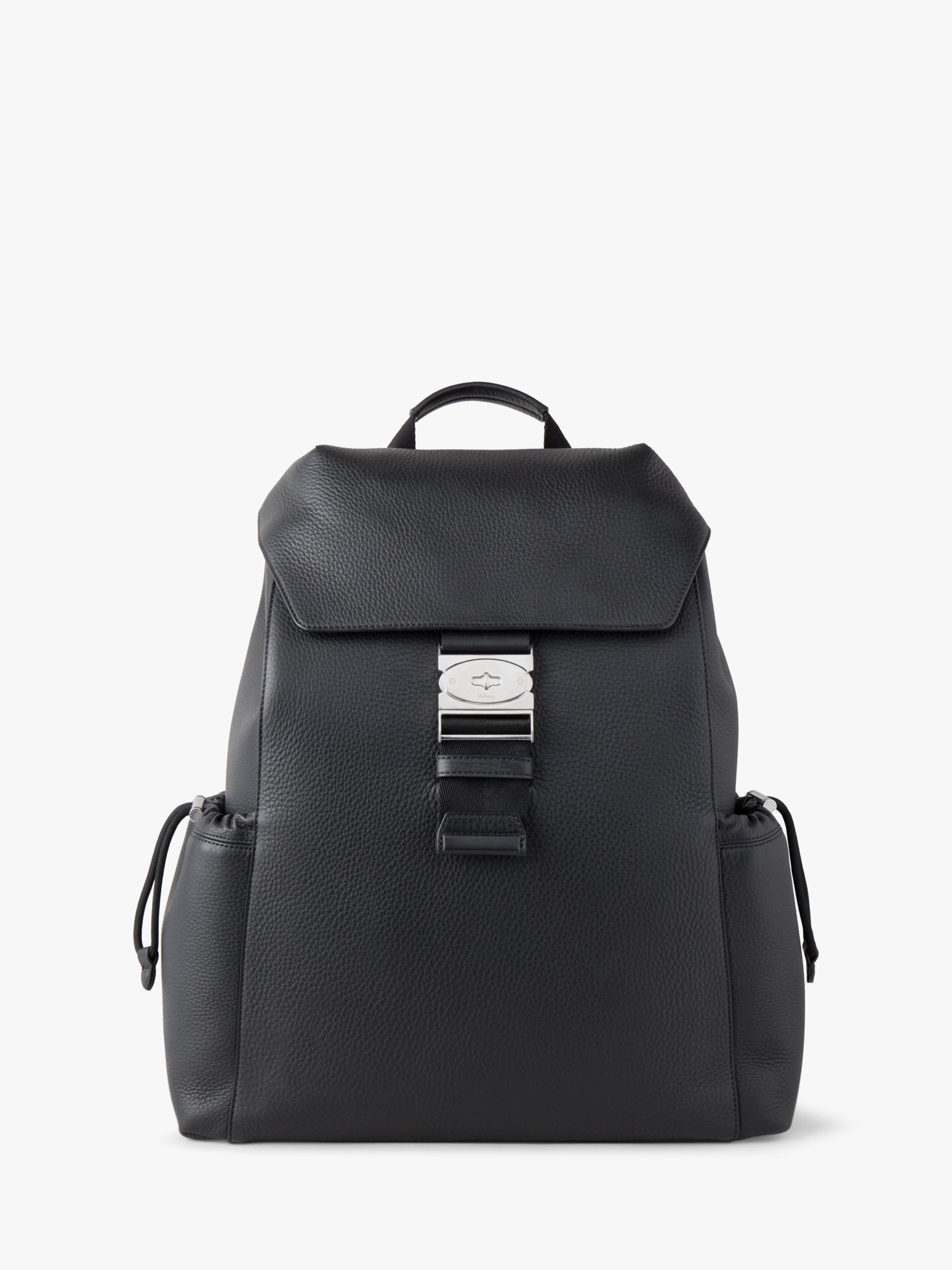 Mulberry Utility Postman's Buckle Heavy Grain Leather Backpack, Black