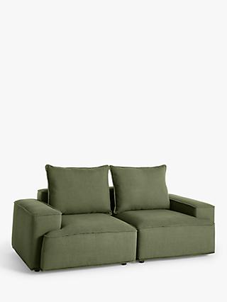Border Range, John Lewis Border Large 3 Seater Sofa, Dark Leg, Relaxed Linen Olive