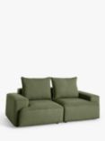 John Lewis Border Large 3 Seater Sofa, Dark Leg, Relaxed Linen Olive