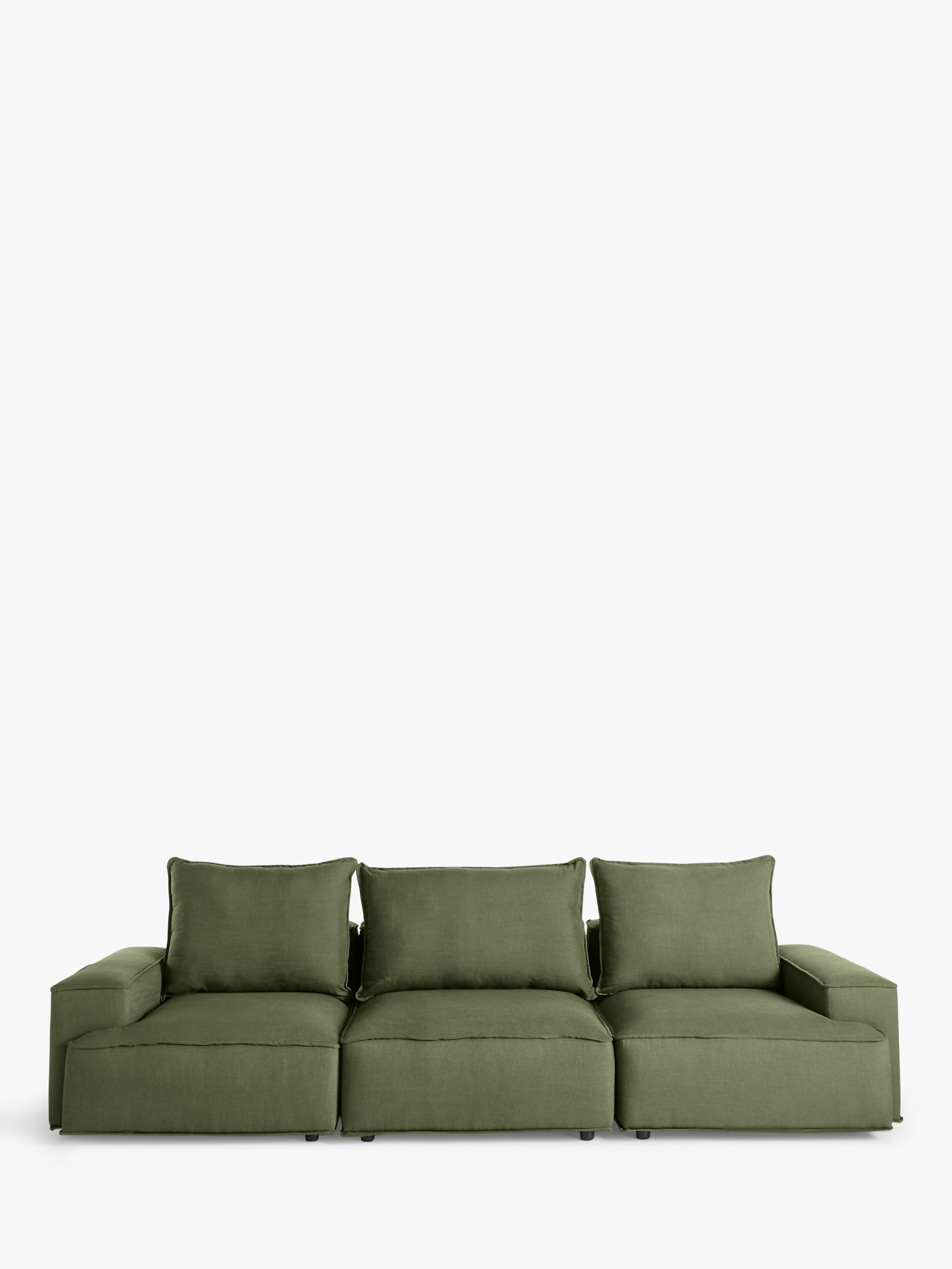 Photo of John lewis border grand 4 seater sofa dark leg relaxed linen olive