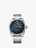 Citizen AW0081-54L Men's Eco-Drive Day Date Bracelet Strap Watch, Silver/Blue