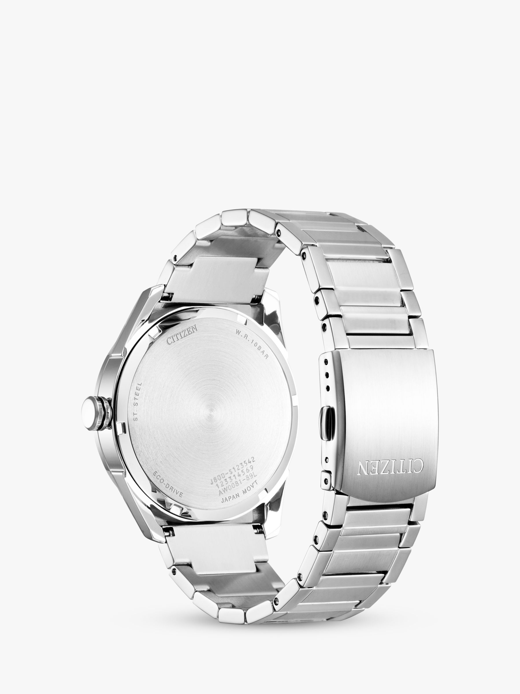 Buy Citizen AW0081-54L Men's Eco-Drive Day Date Bracelet Strap Watch, Silver/Blue Online at johnlewis.com