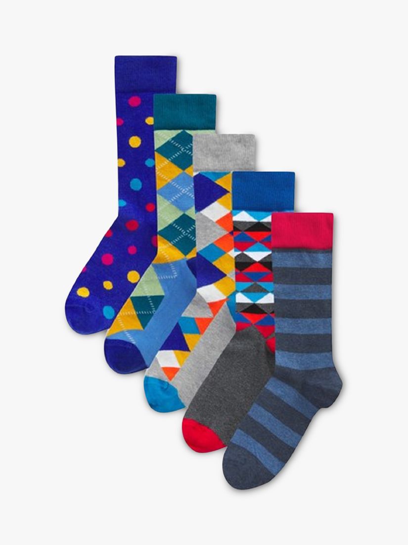 Happy Socks Classic Pattern Print Socks, Pack of 5, Multi at John Lewis ...