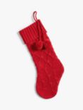 John Lewis Cable Knitted Stocking, Red