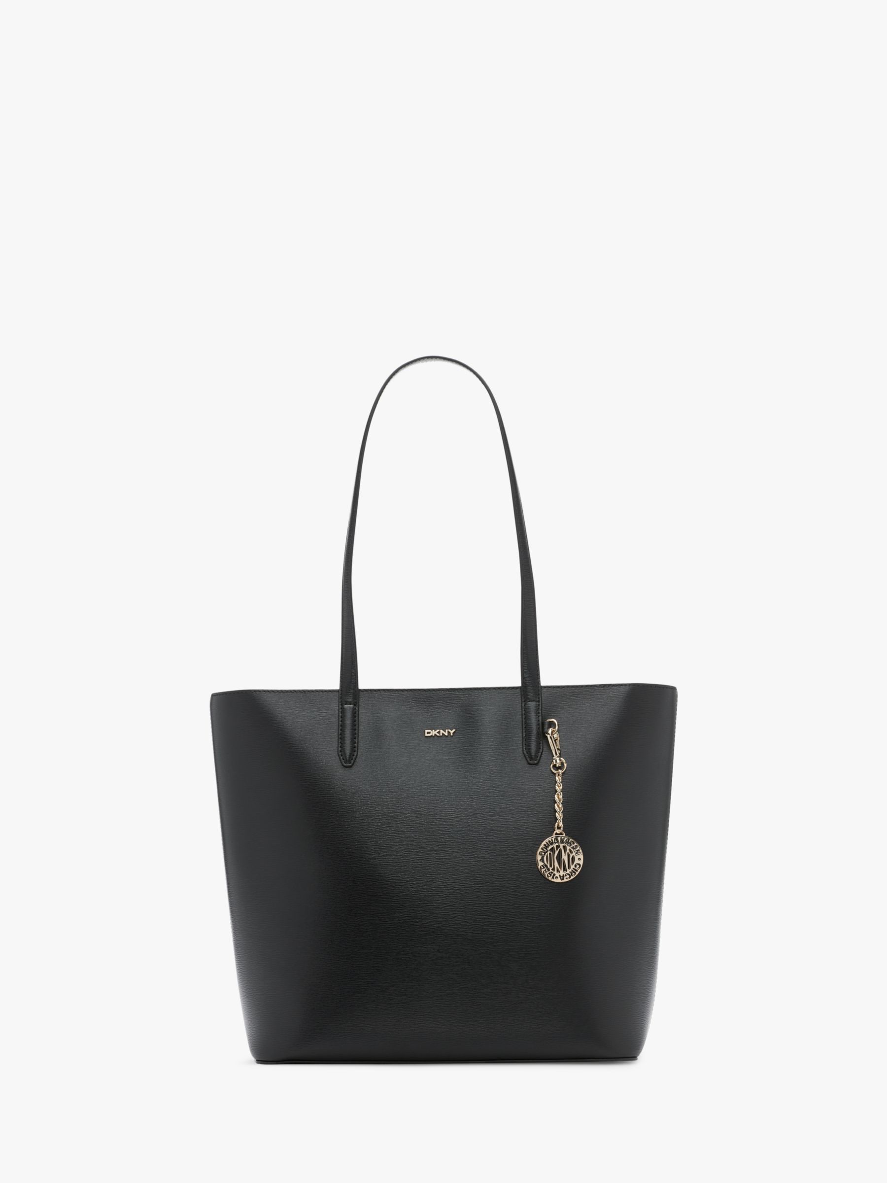 DKNY Bryant North South Leather Tote Bag, Black at John Lewis & Partners