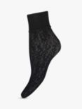 Wolford Monogram Flower Net Socks, Black