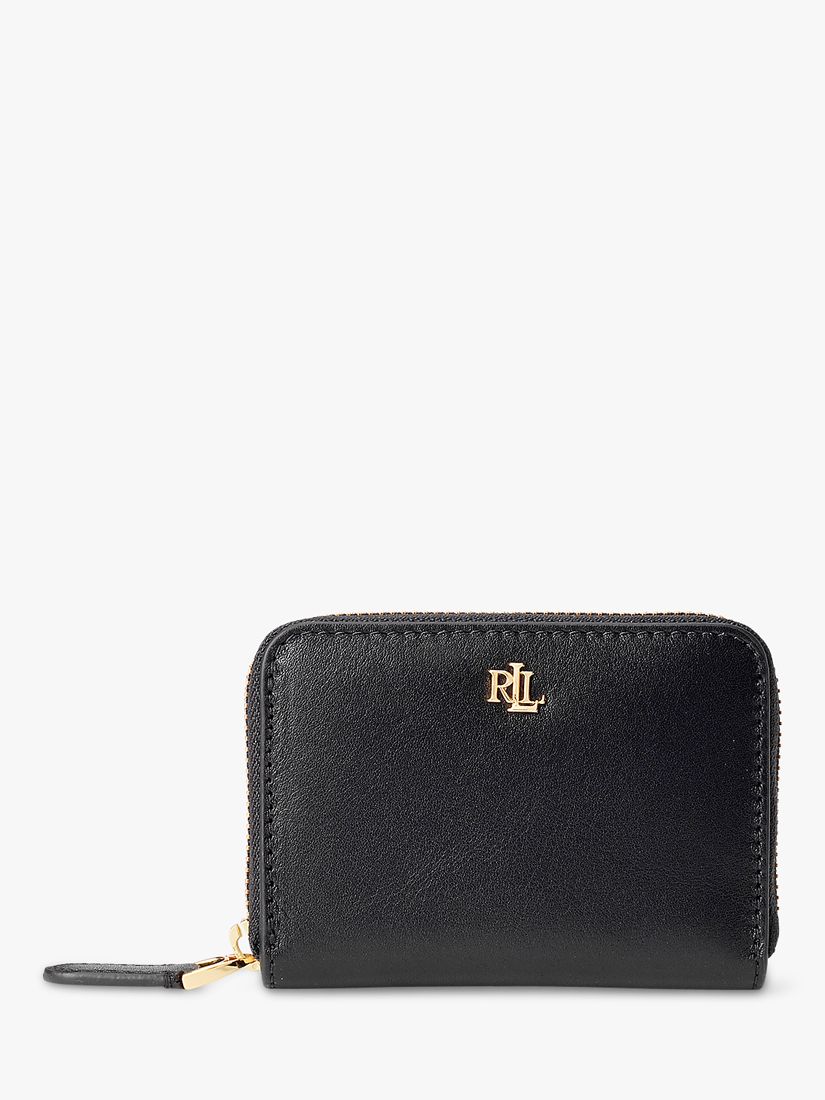 Lauren Ralph Lauren Small Leather Zip Around Wallet, Black at John Lewis &  Partners