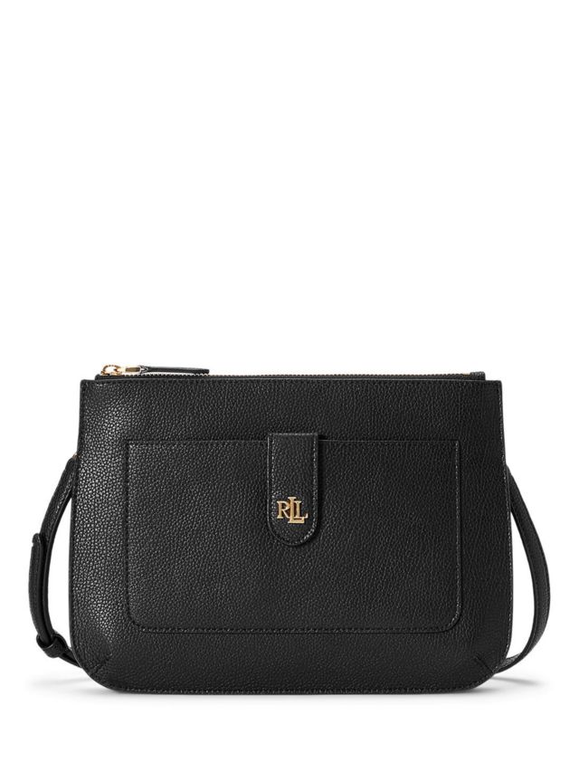 Lauren Ralph Lauren Jamey 27 Leather Cross Body Bag Black