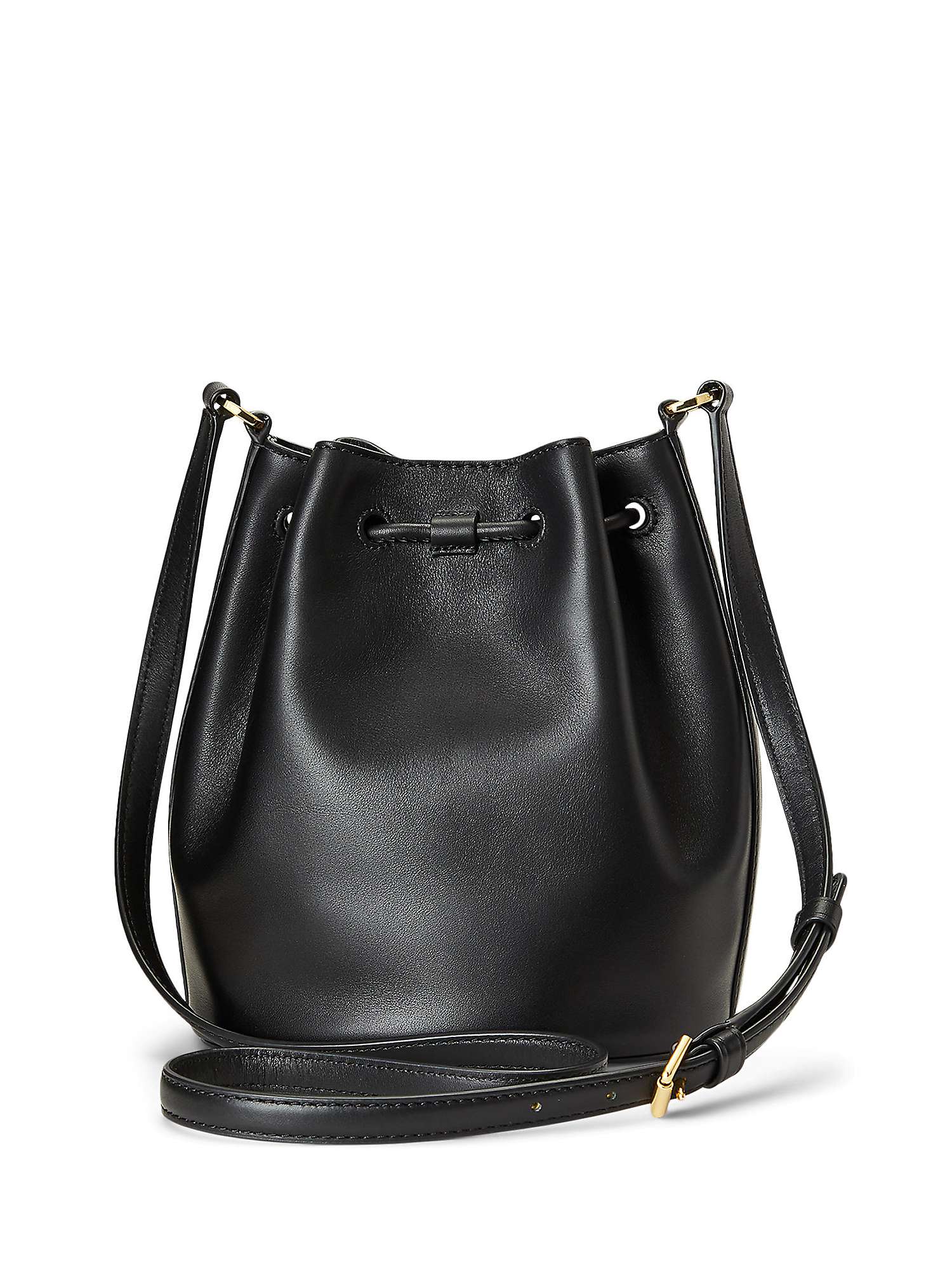 Lauren Ralph Lauren Andie 19 Leather Bucket Bag, Black at John Lewis ...