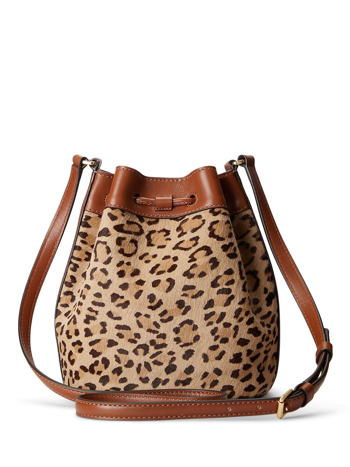 Lauren Ralph Lauren Andie 19 Leopard Print Leather Bucket Bag, Tan at ...