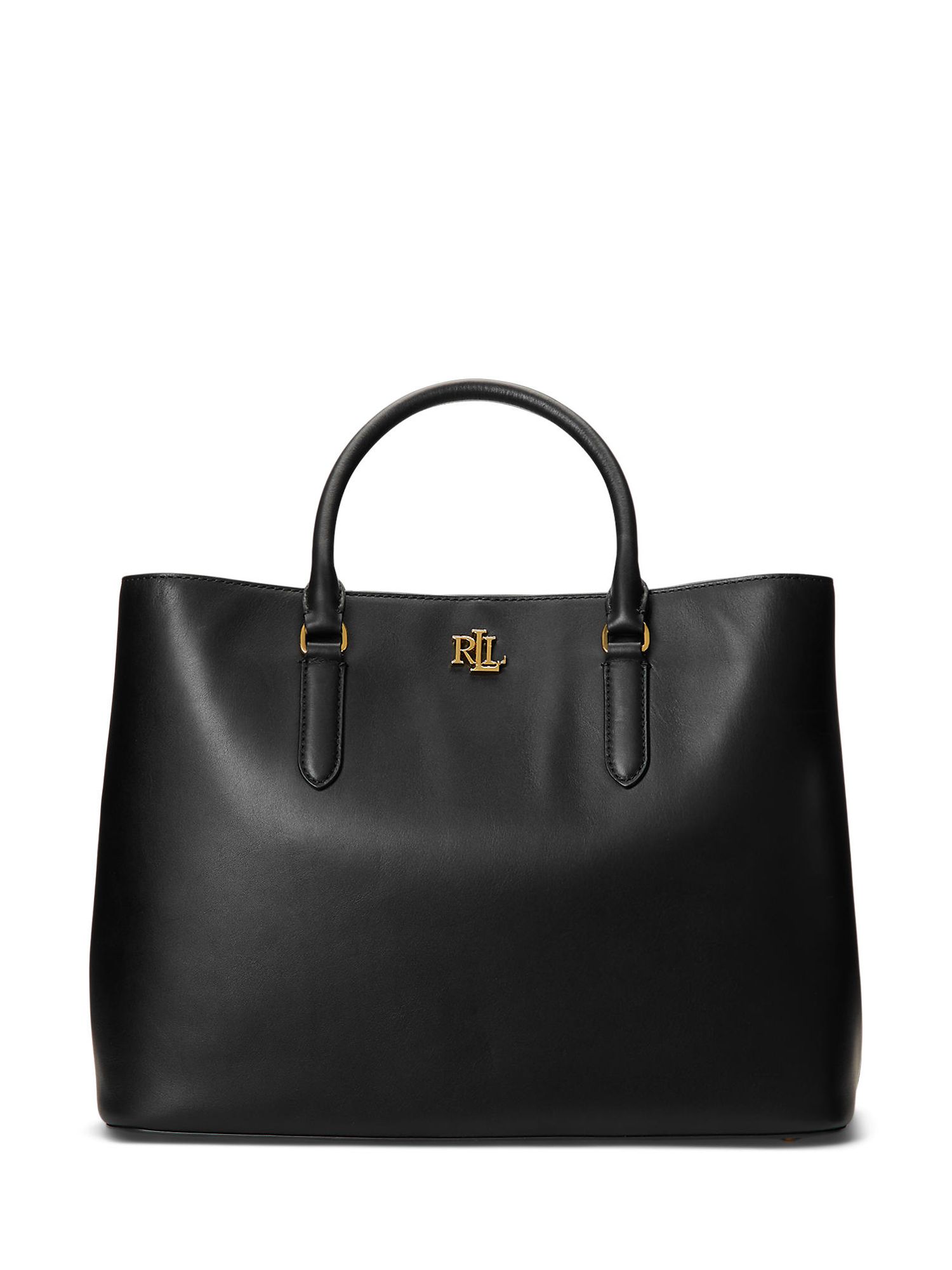 Lauren Ralph Lauren Marcy 36 Leather Satchel Bag, Black at John Lewis &  Partners