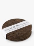 LIGA Smoked Cork Round Coasters, Set of 4, Smoked/Brown