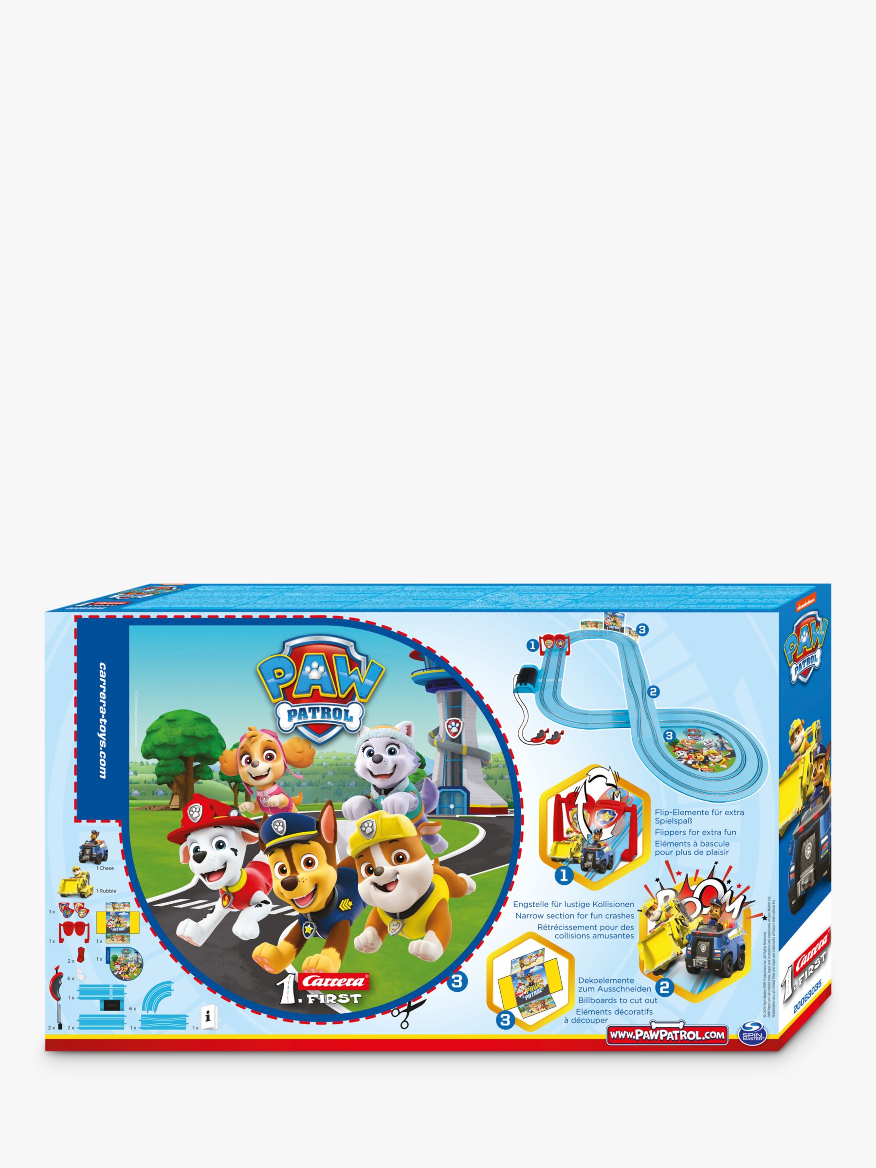 Carrera First: Paw Patrol Chase Rubble on the Double Slot Car Racetrack