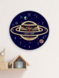 Treat Republic Kids' Personalised Space Glass Wall Clock, 20cm, Navy