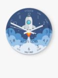 John Lewis Kids' Personalised Space Shuttle Glass Wall Clock, 20cm, Blue