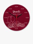 Treat Republic Personalised Wine O'Clock Glass Wall Clock, 20cm, Red