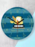 Treat Republic Kids' Personalised Digger Glass Wall Clock, 20cm, Blue