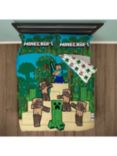 Minecraft Reversible Duvet Cover and Pillowcase Set, Green/Multi