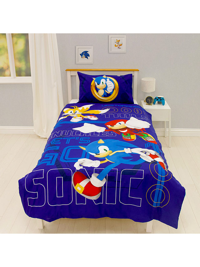 Sonic the Hedgehog Reversible Duvet Cover and Pillowcase Set, Blue/Multi, Single Set