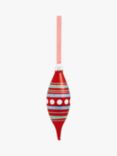 John Lewis Jolly General Store Glitter Stripe and Dot Finial Bauble, Red