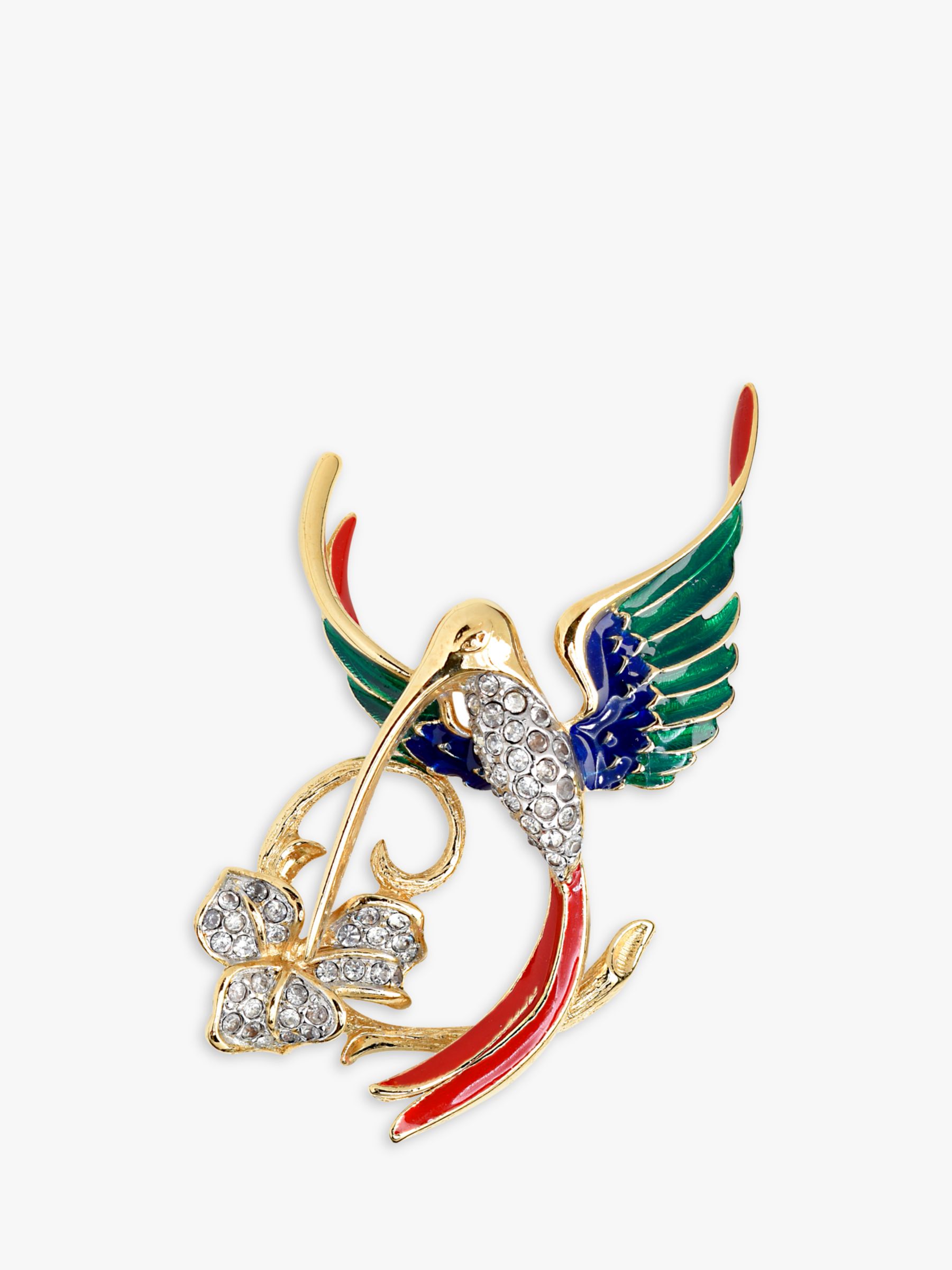 Eclectica Vintage Attwood And Sawyer Swarovski Crystal And Enamel Hummingbird Brooch Dated Circa