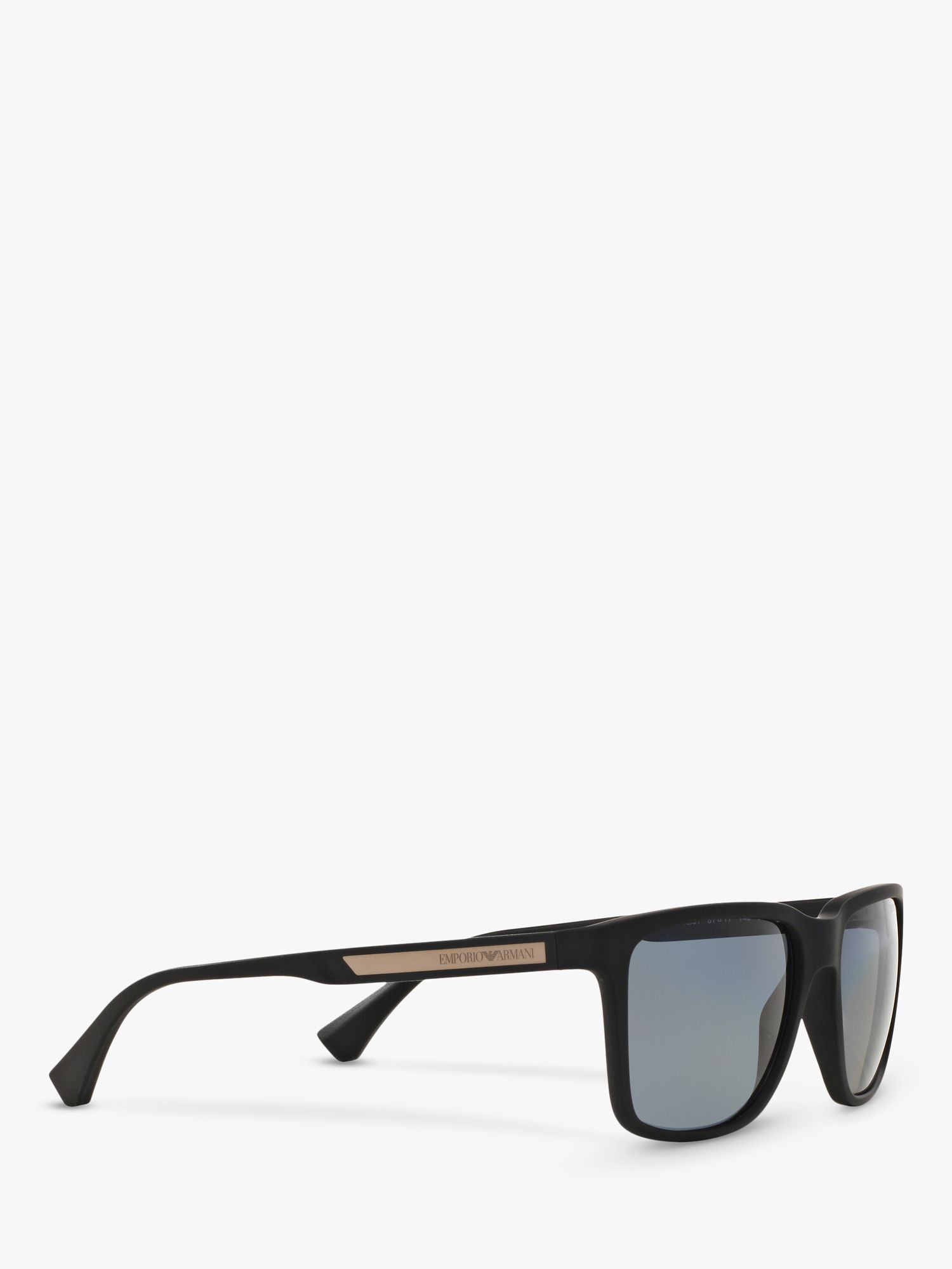Emporio Armani EA4047 Men's Square Polarised Sunglasses, Rubber Black/Grey  at John Lewis u0026 Partners