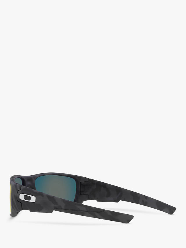 Oakley OO9239 Men's Crankshaft Polarised Rectangular Sunglasses, Matte Black Camo/Orange