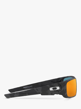 Oakley OO9239 Men's Crankshaft Polarised Rectangular Sunglasses, Matte Black Camo/Orange