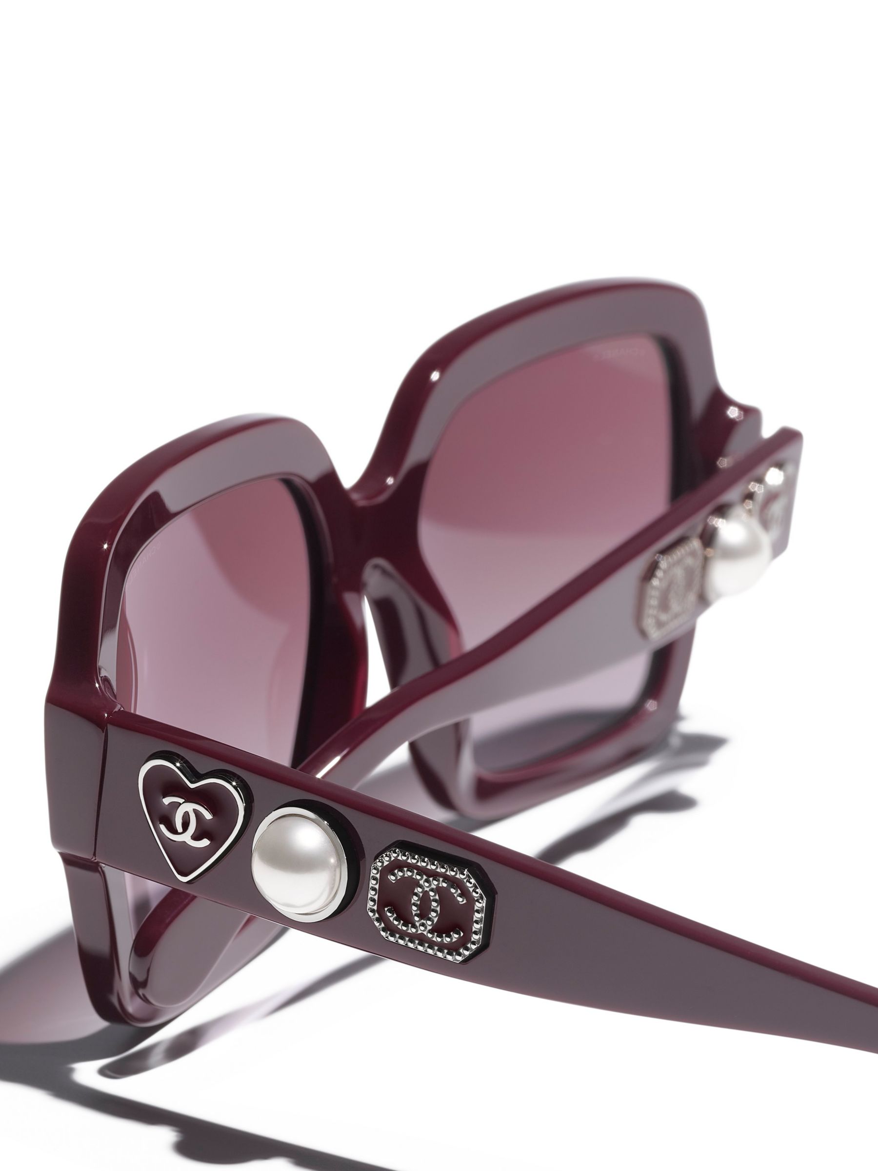 Chanel Black Square Sunglasses Heart CC Logo