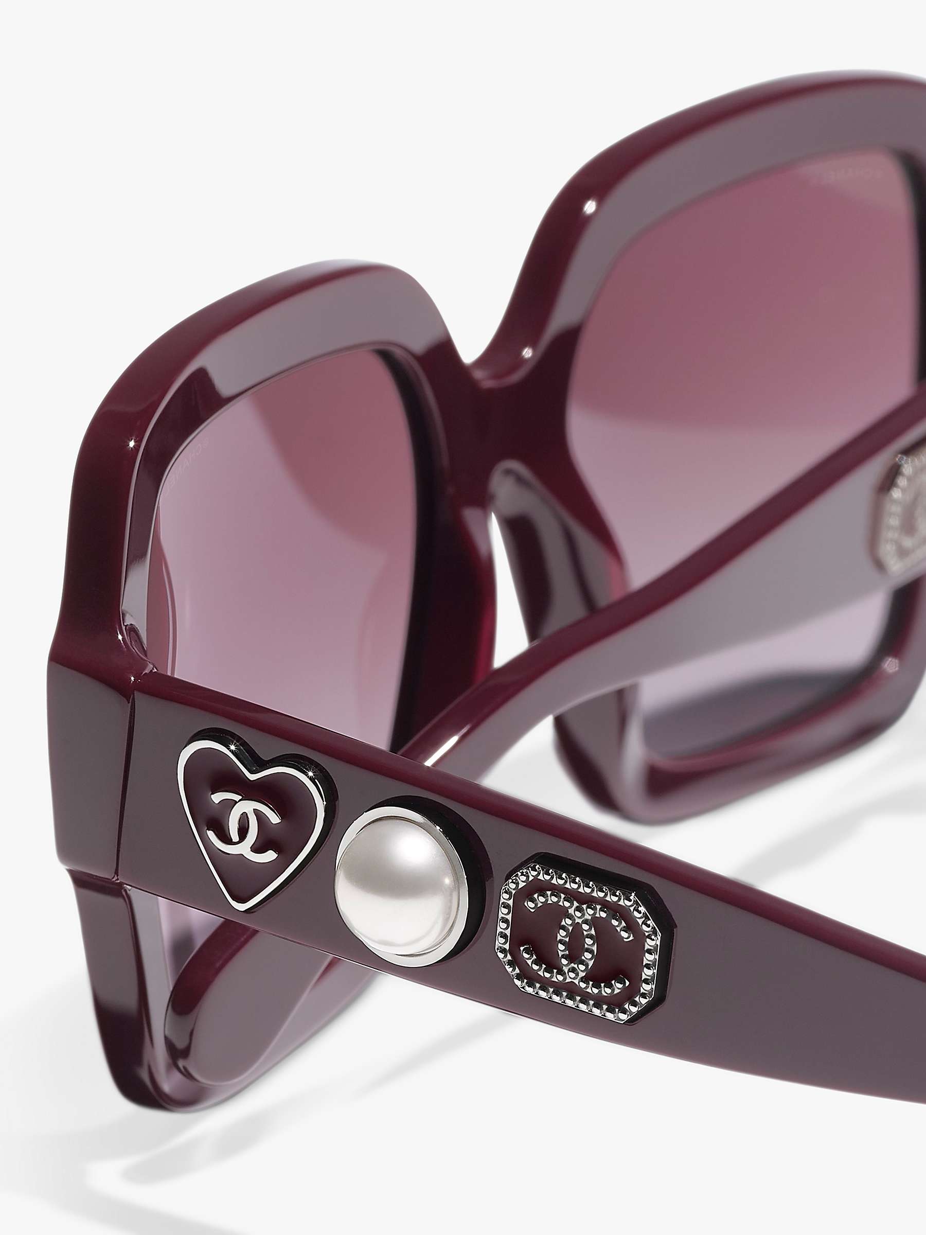 Buy CHANEL CH5479 Women's Square Sunglasses, Red Online at johnlewis.com