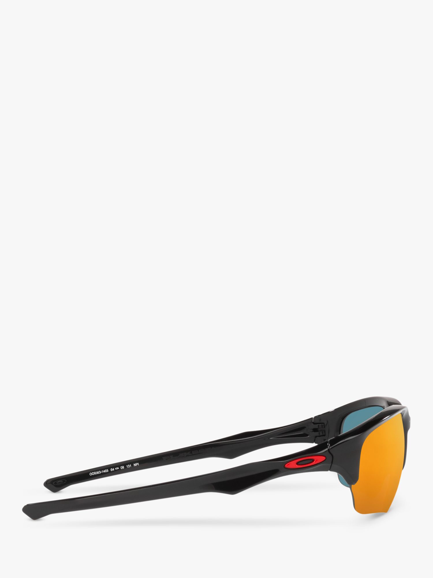 Oakley OO9363 Men's Flak Beta Polarised Rectangular Sunglasses, Polished Black/Orange