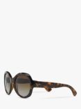 Ray-Ban RB4191 Women's Round Polarised Sunglasses, Light Havana/Brown