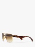 Ray-Ban RB3484 Men's Square Sunglasses, Arista Gold/Brown