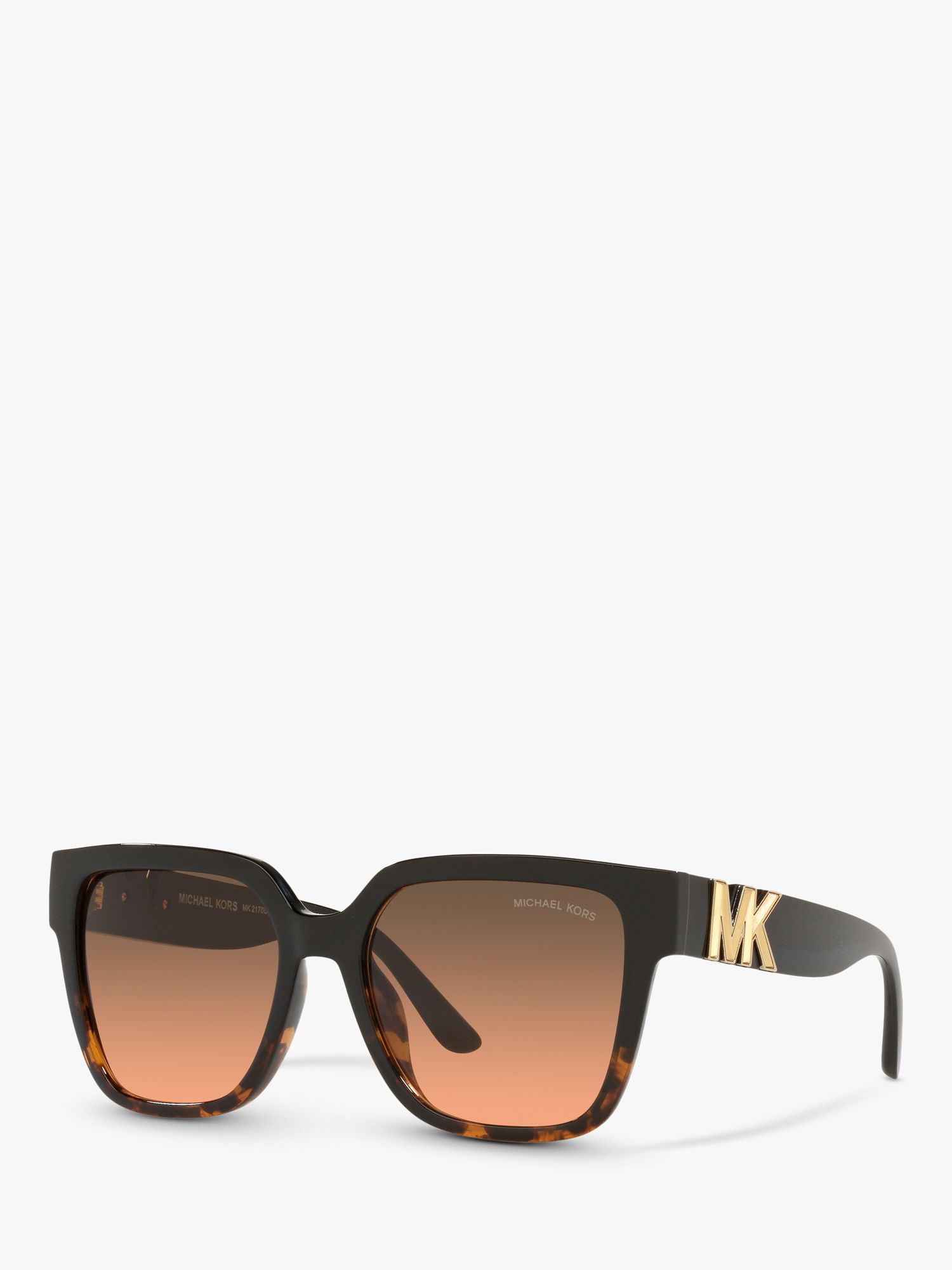 Michael Kors MK2170U Women's Karlie Square Sunglasses, Black/Dark Tortoise  at John Lewis & Partners
