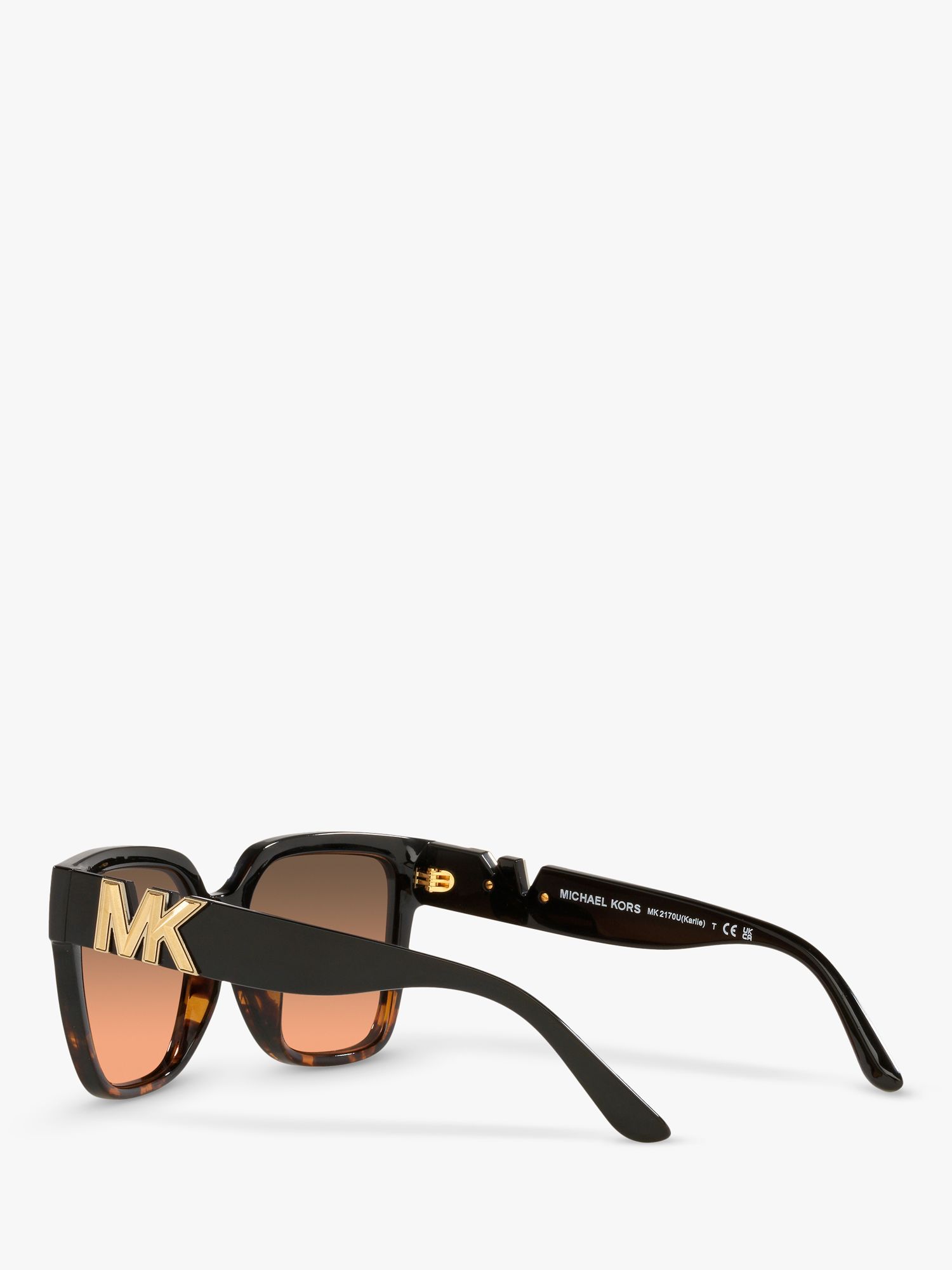 Michael Kors Mk2170u Women S Karlie Square Sunglasses Black Dark Tortoise At John Lewis And Partners
