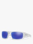 Oakley OO9239 Men's Crankshaft Polarised Rectangular Sunglasses, Matte Clear/Blue