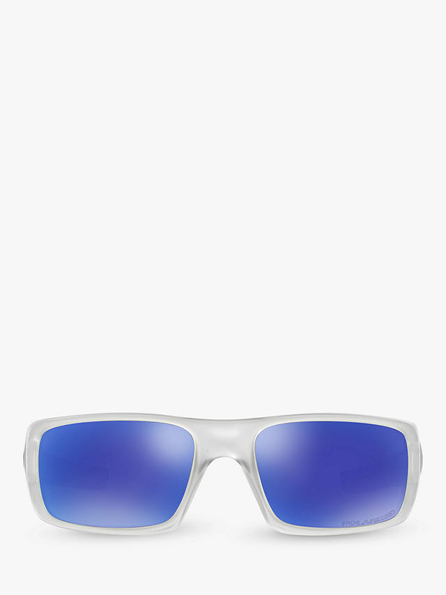 Oakley OO9239 Men's Crankshaft Polarised Rectangular Sunglasses, Matte Clear/Blue