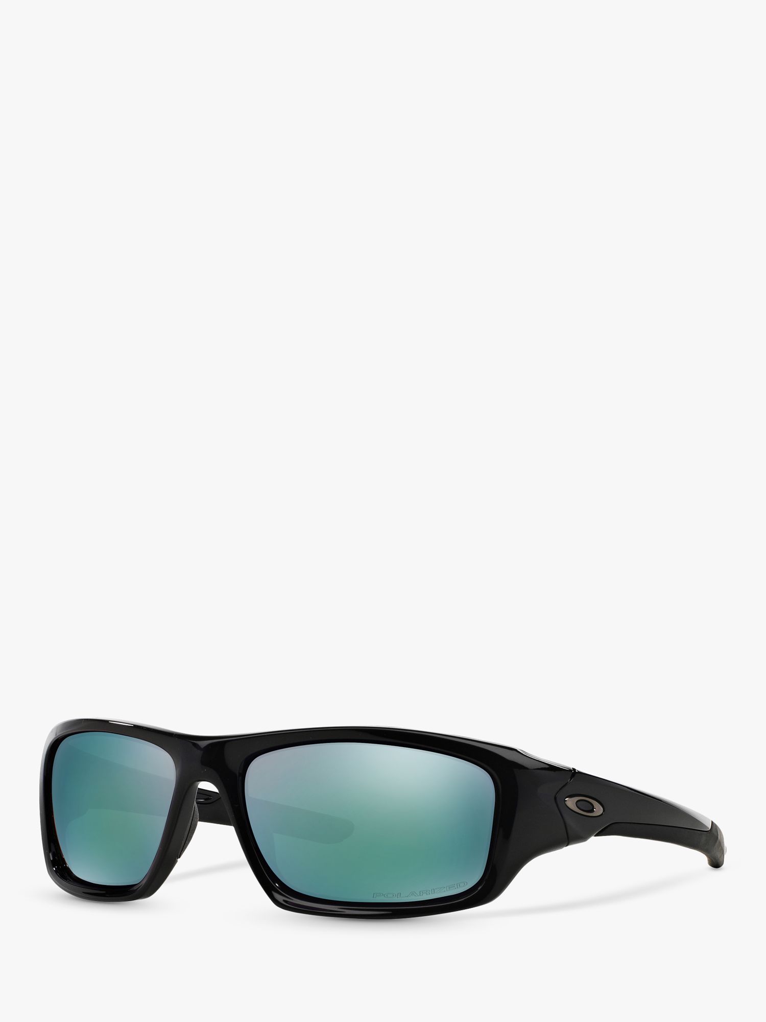 Oakley OO9236 Men's Valve Polarised Rectangular Sunglasses, Polished  Black/Blue at John Lewis & Partners
