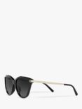 Michael Kors MK2139U Women's Tulum Polarised Cat's Eye Sunglasses, Black/Gold