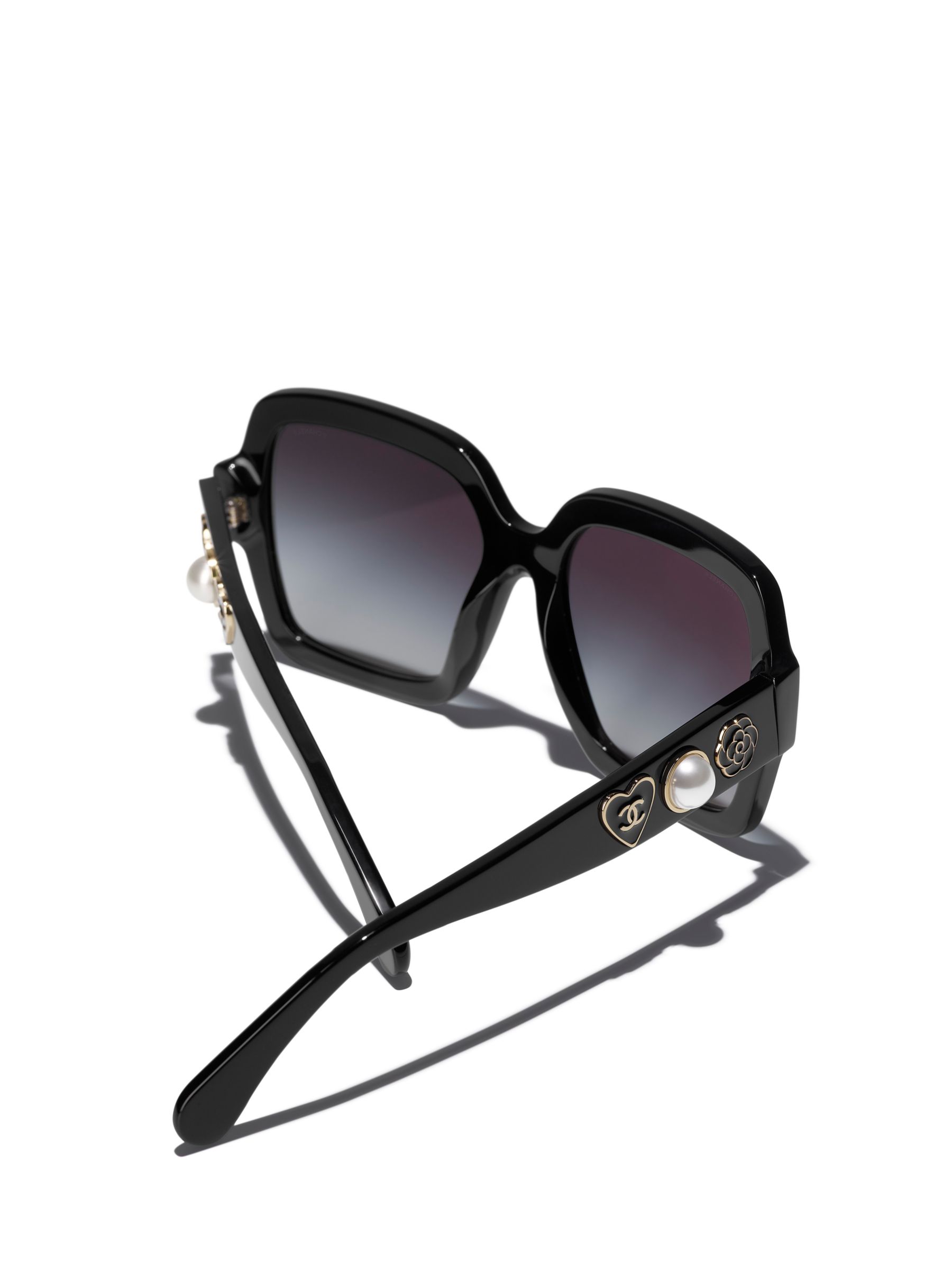 CHANEL CH5479 Women's Square Sunglasses, Black/Grey at John Lewis