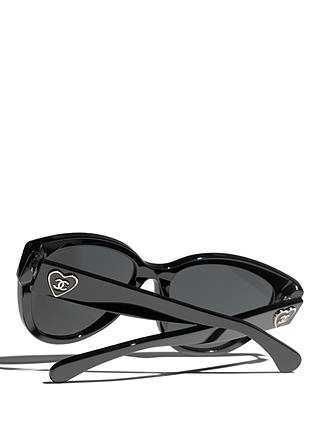 CHANEL CH5477 Women's Cat's Eye Sunglasses, Black/Grey