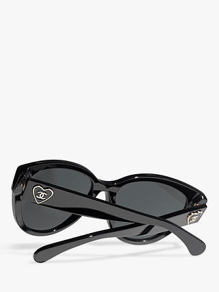 CHANEL CH5477 Women's Cat's Eye Sunglasses, Black/Grey