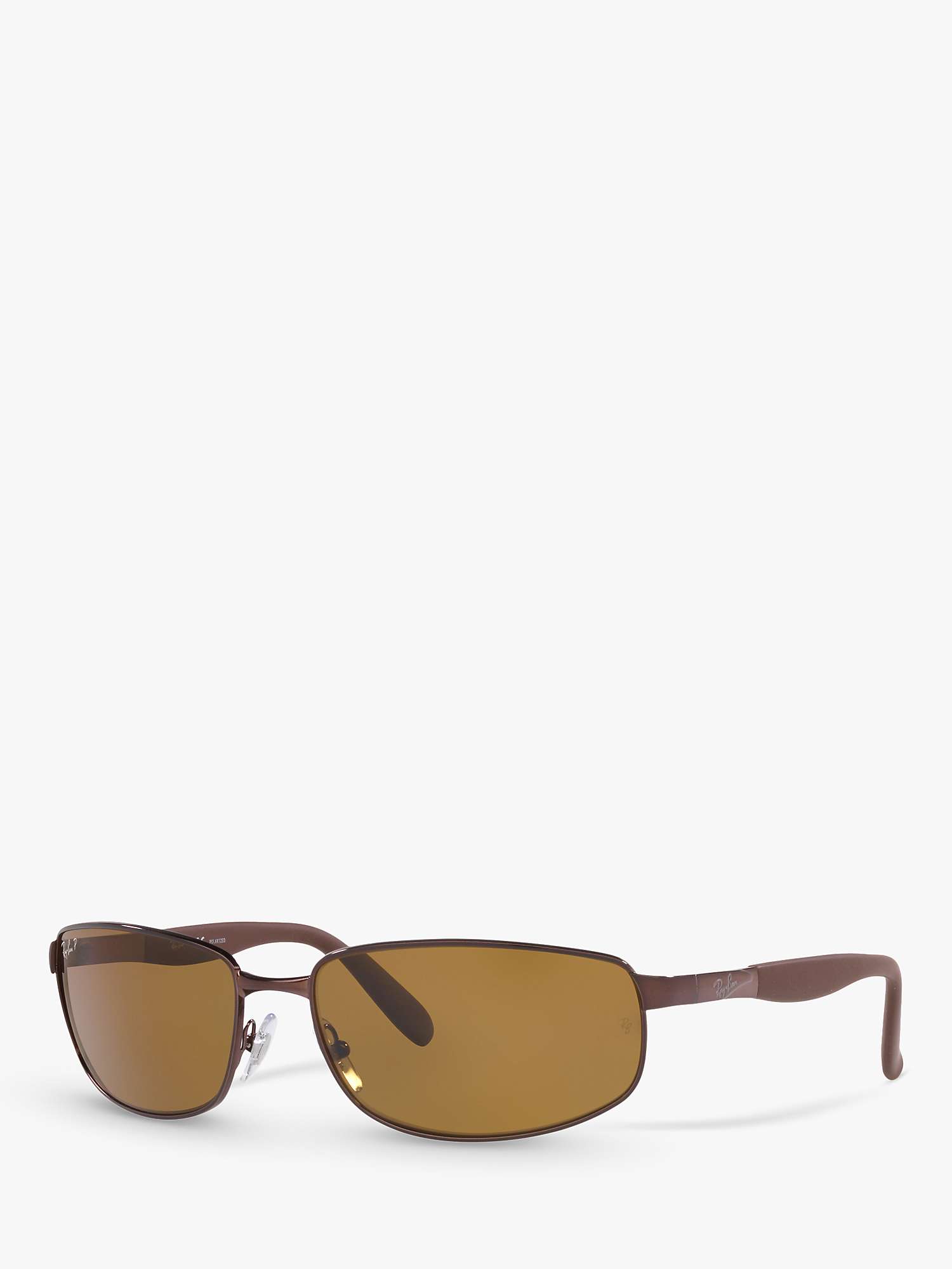 Buy Ray-Ban RB3255 Men's Polarised Rectangular Sunglasses, Brown Online at johnlewis.com