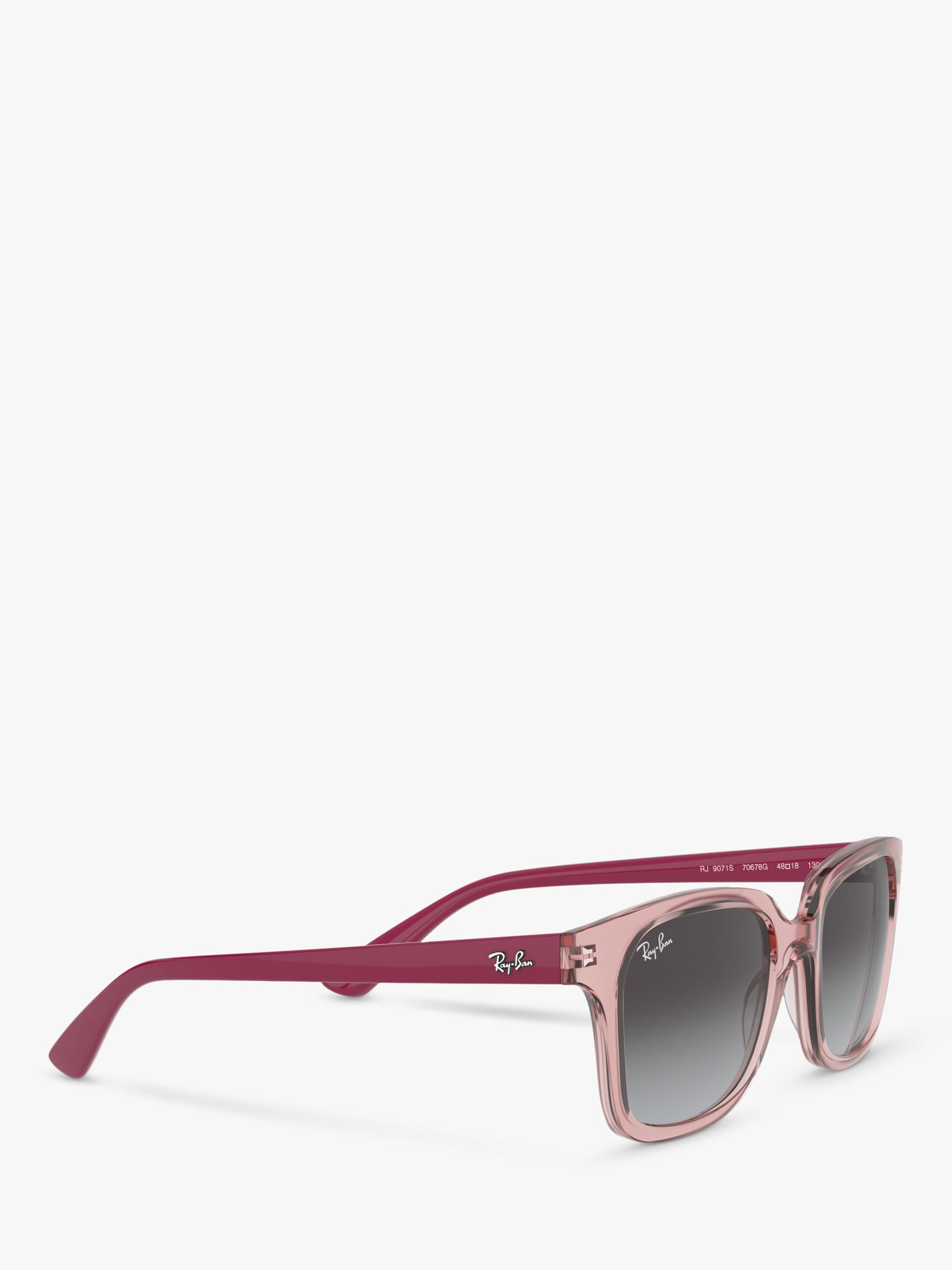 Ray-Ban Junior RJ9071S Unisex Square Sunglasses, Transparent Pink/Grey Gradient