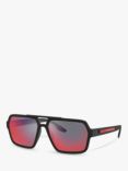 Prada PS 01XS Men's Rectangular Sunglasses, Black/Mirror Grey Pink