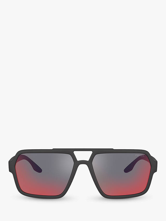 Prada PS 01XS Men's Rectangular Sunglasses, Black/Mirror Grey Pink