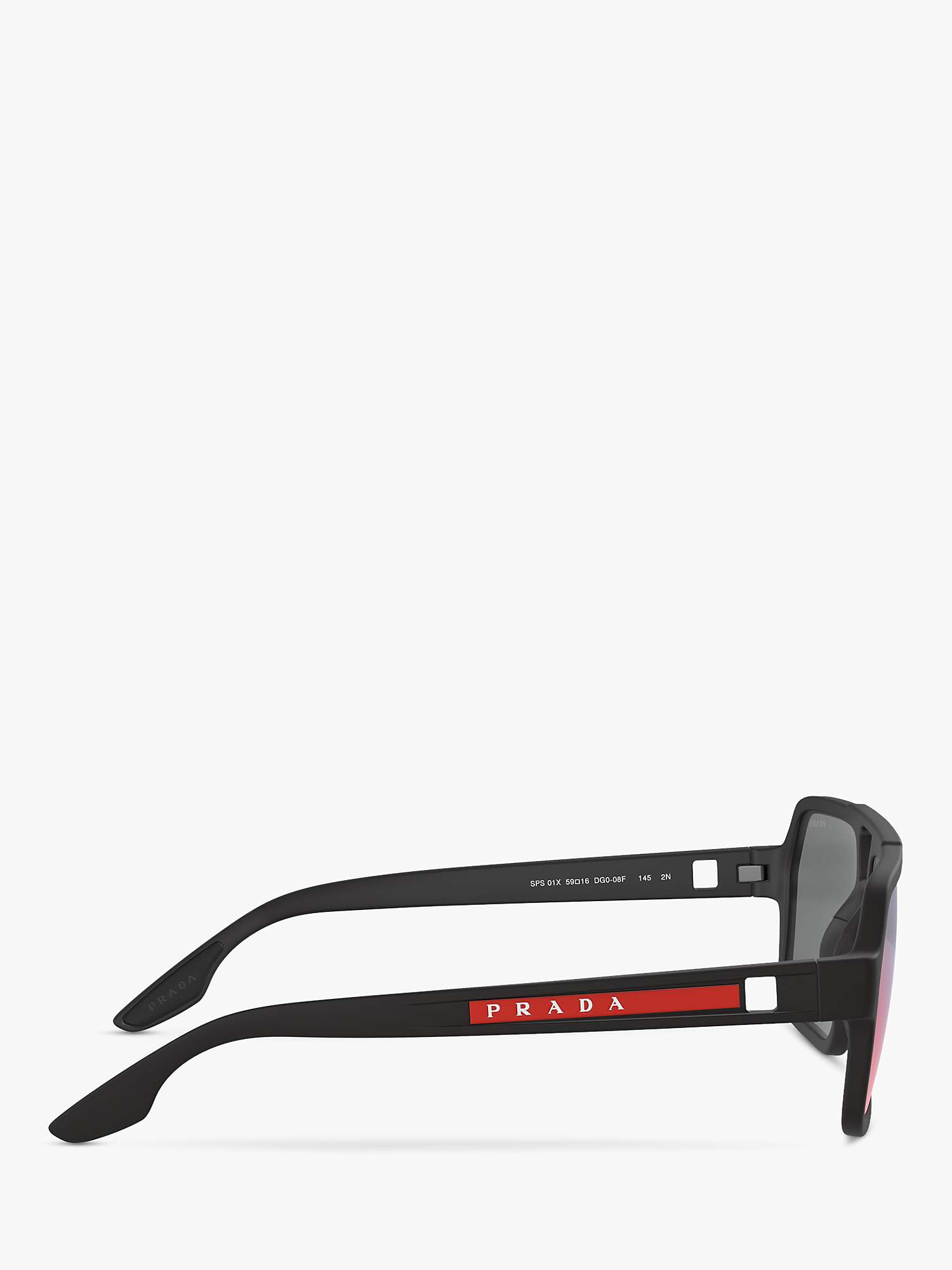 Buy Prada PS 01XS Men's Rectangular Sunglasses, Black/Mirror Grey Pink Online at johnlewis.com