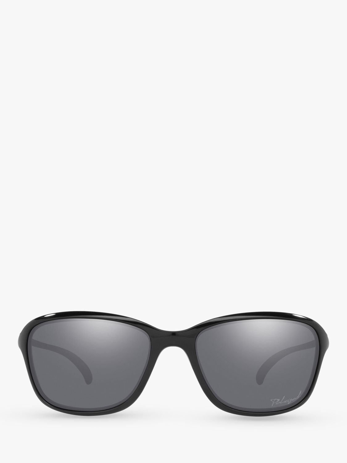 Oakley OO9297 Women's She's Unstoppable Polarised Oval Sunglasses, Polished  Black/Mirror Grey at John Lewis & Partners