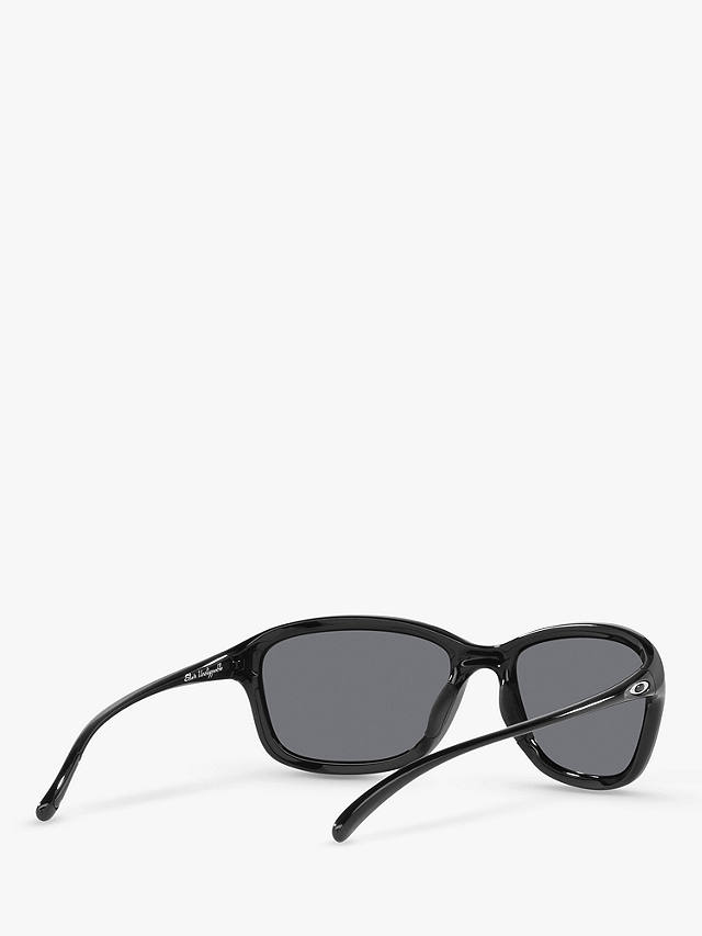 Oakley OO9297 Women's She's Unstoppable Polarised Oval Sunglasses, Polished Black/Mirror Grey