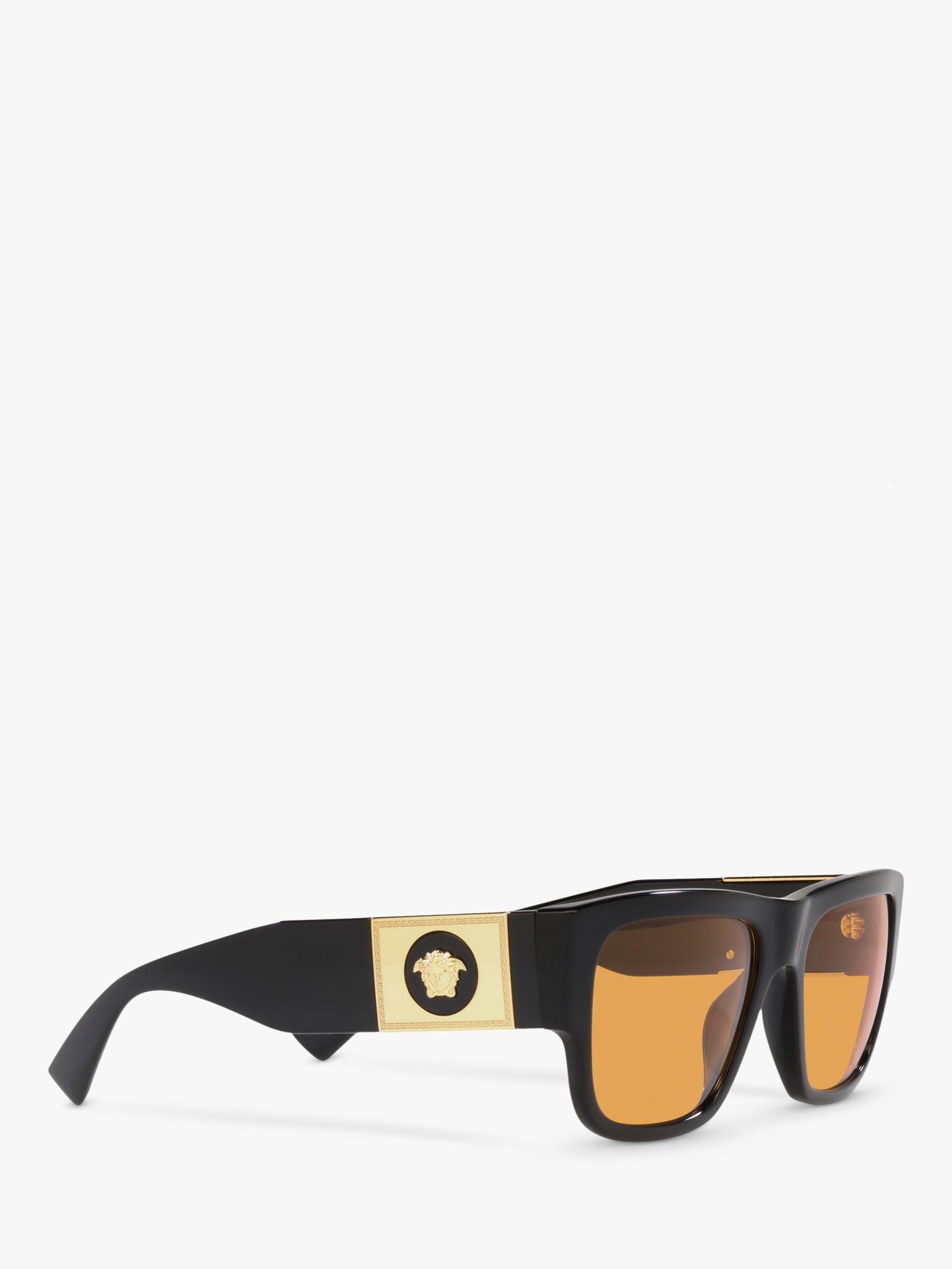 Buy Versace VE4406 Men's Rectangular Sunglasses, Black/Orange Online at johnlewis.com